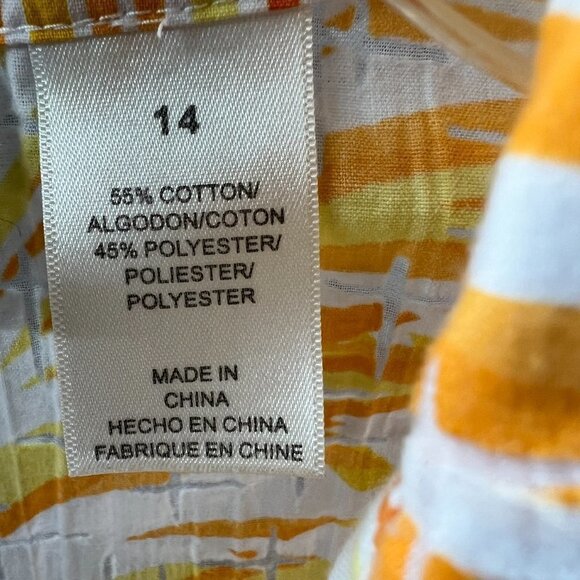 Alfred Dunner Womens Top 14 White Orange Button Front‎ 3/4 Sleeve Shirt Burnout - Picture 5 of 9